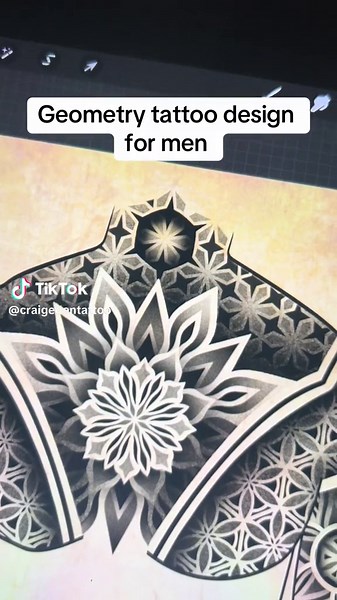 Geometric Mandala Chest Tattoo Design for Men