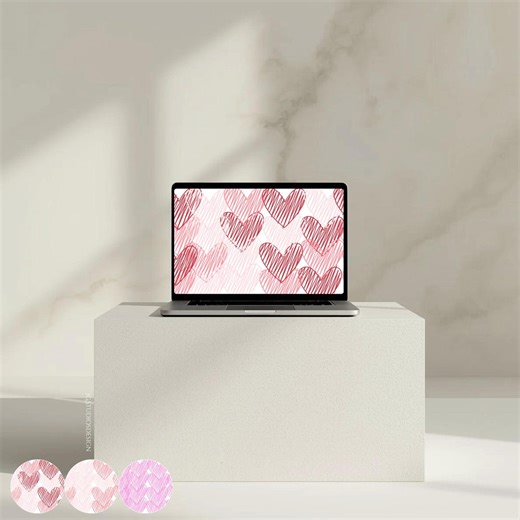Valentine’s Day Laptop Wallpaper | Pink Heart Aesthetic Desktop Background | Romantic Minimal Laptop Screensaver | Digital Download - Etsy