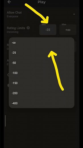 How to change your opponents rating limits on your phone #chess