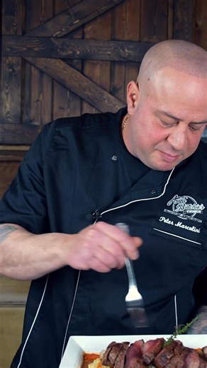 Indulgence meets depth and every bite lingers… • Filet Risotto layers braised filet mignon tips over creamy risotto, enriched with shiitake mushrooms, finished with truffle oil, and accented by roasted peppers and a vibrant roasted pepper pesto for a dish that feels luxurious, comforting, and unmistakably refined. | Aunt Butchie's of Brooklyn