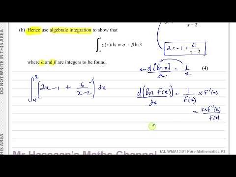 WMA13/01, (Edexcel), IAL, P3 June 2024, Q2(b), Integration, Reversing the Chain Rule (ln)