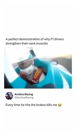 Archive Racing🏎️🏁 on Instagram: "Formula 1 drivers put huge emphasis on neck strength because the forces inside a modern car far exceed what the body can comfortably handle on its own. During high-speed cornering and heavy braking, lateral loads can regularly hit around 5g, forcing the neck to stabilise the head and helmet as their effective weight balloons to well over 100 pounds. Without targeted training, a driver’s vision, reactions, and consistency can fade within just a few laps, turning