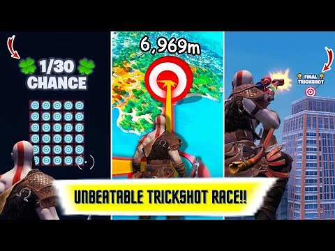 UNBEATABLE TRICKSHOT RACE Fortnite (All 15 Level Walkthrough Solutions) | PetsStudioFN Map!