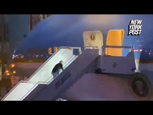 Biden stumbles up Air Force One stairs again leaving Poland | New York Post