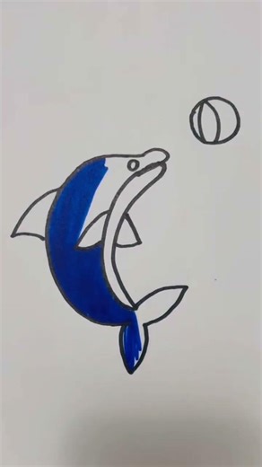 How to Draw a Cute Dolphin with a Ball # 🐬🎨#1m #100k #drawing #Miss tuber#canada 🇨🇦
