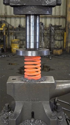 Hydraulic Press vs Hot Red Spring🔥 #shortsfeed #viral