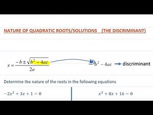 The Nature of Quadratic roots/solutions