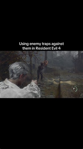 Using enemy traps against them in Resident Evil 4 lol #ResidentEvil4 #enemies #RE4 #LeonKennedy #gameplay 🗝️ ResidentEvil4 . RE4 . Gamer . Horror survival . Horror . Gameplay . Resident Evil 4 . Village . Enemies . Traps . lol