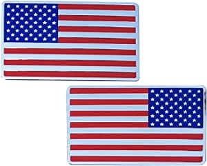 3D Metal American Flag Emblem Decal American Flag Badge Sticker for Cars Truck or SUV 3.14 x 2 1 Pair Color Flag