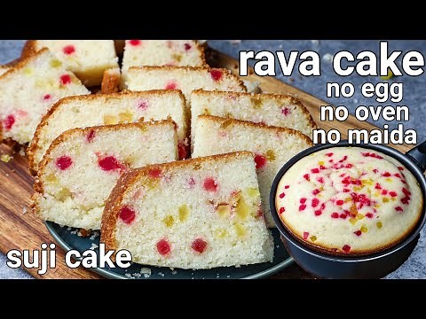 tutti frutti rava suji cake in kadai - tea time eggless & no oven cake | no egg semolina sooji cake