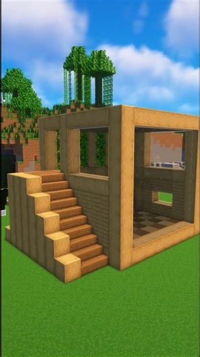 Building a Cube Wooden House in Minecraft #shorts #minecraft #woodenhouse