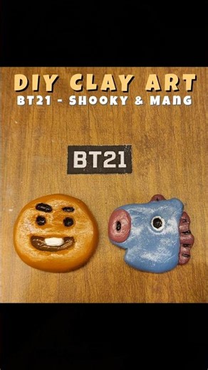 BT21 - Shooky & Mang (Part 2/4) | Cute Pinterest-Inspired BTS Charms Air Dry Mouldit Clay DIY 8 #diy