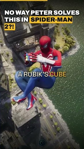 Peter Solves a Rubik's Cube Mid-Dive in Spider-Man 2 🧩 #Shorts