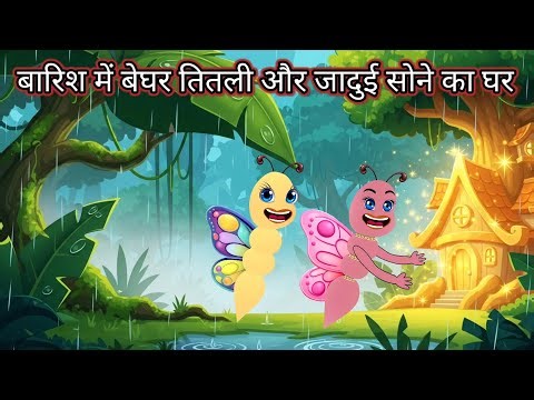 बारिश में बेघर तितली और जादुई सोने का घर | Jadui Sone Ka Ghar Cartoon | New Hindi Cartoon Kahani