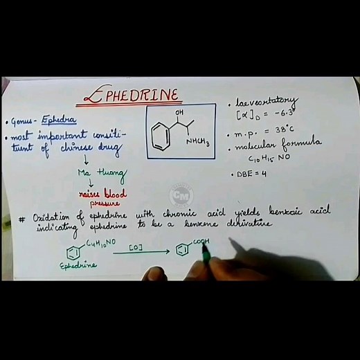 EPHEDRINE: Structure Elucidation, Synthesis and Stereochemistry