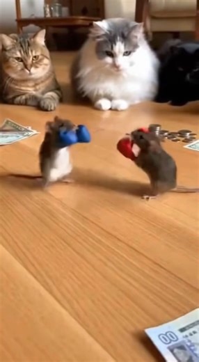 Not the cats running an underground boxing league for mice 😭🥊🐭💵 #viral