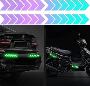 24PCS Car Reflective Arrow Decals, Reflective Safety Warning Stripe Stickers Bumper Luminous Sticker Decoration Universal for Car, Truck, Motorcycle, Bicycle(4 Stripes)