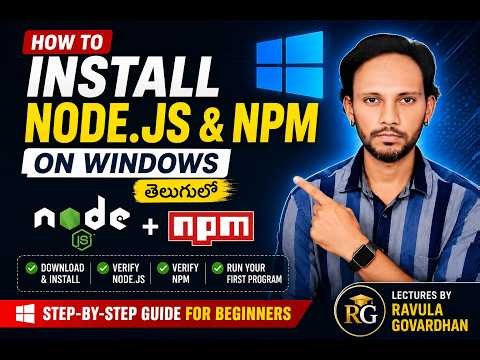 How to Install Node.js & NPM on Windows 10/11 | Step by Step Telugu Tutorial 2026