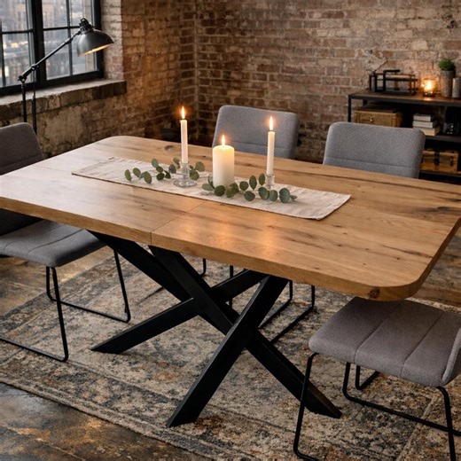 Drop Leaf Oak Dining Table – Solid Wood, Metal Base, Rustic Gift - Etsy