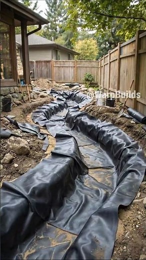 Backyard Stream Makeover Landscaping Time-lapse #shorts #timelapse #landscaping #renovation