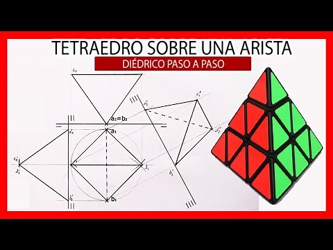 🥳 TETRAEDRO apoyado en una ARISTA ✍️ dibujar tetraedro en diédrico Poliedros dibujo técnico