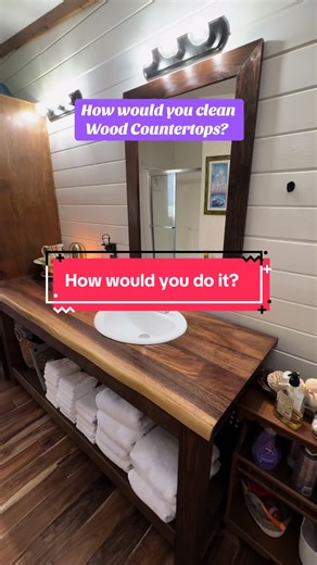 How would you clean wood countertops in the bathroom? #crazycleaninglady222 #cleantok #cleaninghacks #cleaning #cleaningtiktok