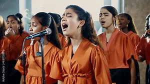 A talented group of young singers captivates the audience with their vocal performance at a community gathering