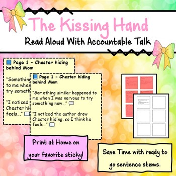 The Kissing Hand Read Aloud | Back to School | Sticky Notes Accountable Talk K-2