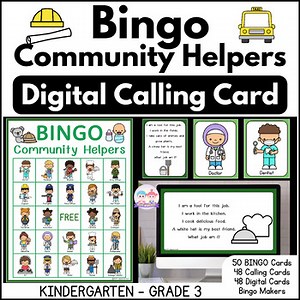 Community Helpers Bingo | Digital & Printable Calling Cards | K – Grade 3