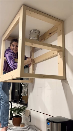 Custom range hoods aren’t as hard as you think! I built a literal box out of 2x4s and turned it into a statement piece. P.S. No vermin were harmed in the making of this range hood 😸 Part 2 = tile. Follow to see if the inspo matches reality! ✨ #customhood #customkitchen #customkitchens #diykitchen #kitcheninspo