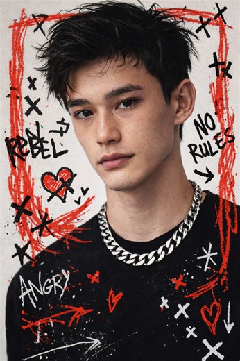 High-Fashion Portrait with Graffiti Elements