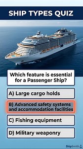 Do you know what makes Passenger Ships special? Test your maritime knowledge! Tap the image, answer the quiz, and let us know your answer in the comments! 👇 #PassengerShip #CruiseShip #ShipTypesQuiz #MaritimeKnowledge #ShipSmith #ShipSmithGroup #NauticalTrivia #VesselOperations #MaritimeSafety #ShipRepair | ShipSmith