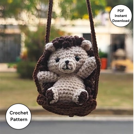 Hazel the Swinging Hedgehog - Amigurumi Hedgehog Pattern | Crochet Hedgehog Toy | Cute Amigurumi PDF | Crochet Hedgehog DIY - Etsy