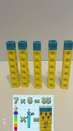 numberblocks 7 times table from MathLink Cubes 넘버블럭스 만들기 マスリンク ナンバーブロックス 數字方塊積木 學習數字九九乘法7的乘法#shorts