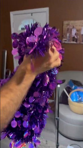 How to put up this whimsical Christmas tree. Pop up collapsible tinsel tree 🌲 purple grinch tree