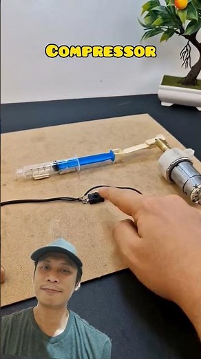 Mini Air Compressor Using DC Motor and Straw #diyscience #innovation #dcmotor #experiment