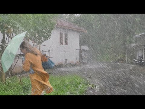 SUPER CRAZY RAIN! A VILLAGE PARADISE DESTROYED BY ASIA'S BIGGEST RAIN STORM AND WIND STORM!😱🥶🥶🥶🥶