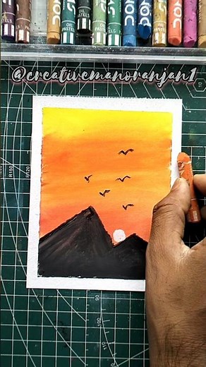 ✨🌈 Easy Beautiful Oil Pastels Drawing #shorts #art #oilpastel