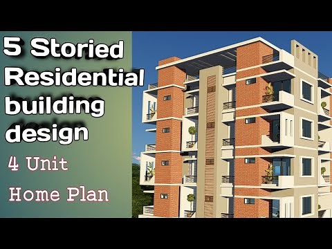 5 Storied Residential Building Design,4 Unit House Plan,Modern Apartment Design.