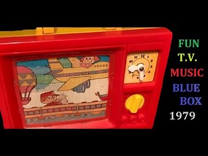 1979 Blue Box Vintage Musical TV Television 1970s Childrens Fun Rare Toy Around The World in 80 Days