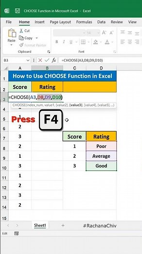 How to Use CHOOSE Function in Microsoft Excel || Excel Tips & Trick || #excel #short #excelbasic