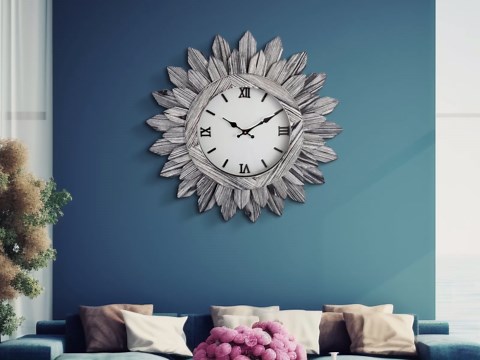 24'' Large Wall Clock for Living Room Deco Boho Decorative Big Oversized Silent Battery Operated Farmhouse Wood Wall Clock for Office Home Dinning Room Bedroom Kithen
