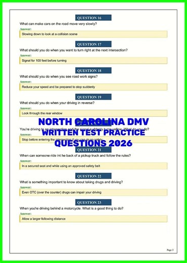 NORTH CAROLINA DMV WRITTEN TEST PRACTICE QUESTIONS 2026 video