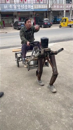 Amazing DIY Walking Machine! Man Builds a Bipedal Vehicle and Rides It on the Road 🤯 |
