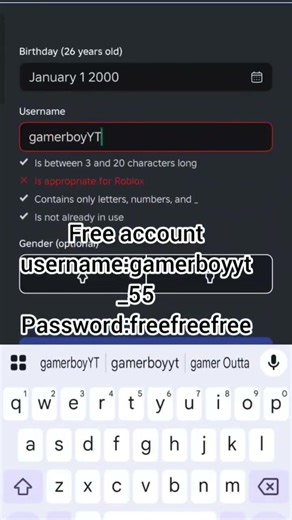 free account Roblox #roblox