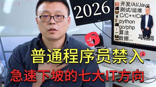 普通程序员别踩坑！2026年急速下坡的七大IT编程方向，你中招了吗？（java、php、go、python、c#、c  、rust、测试、运维、网工）马士兵