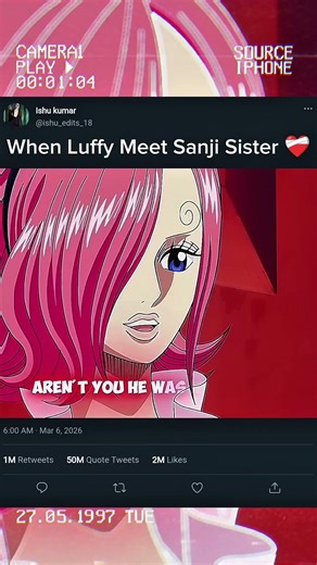 When Luffy Meet Sanji Sister ❤️‍🩹 #onepiece #monkeydluffy