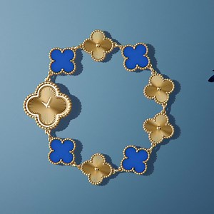 Witness the Alhambra collection's new solar combination, where blue agate and guilloché yellow gold meet. #VCAalhambra #VanCleefArpels | Van Cleef & Arpels