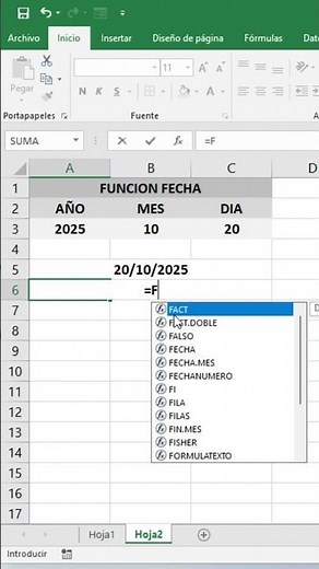 Cómo usar la función FECHA en Excel paso a paso #excel #shorts