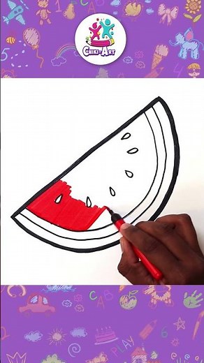 Draw and Color a Yummy Watermelon for Kids 🍉🖍️ #shorts #drawing #coloring #hooplakidzhowto